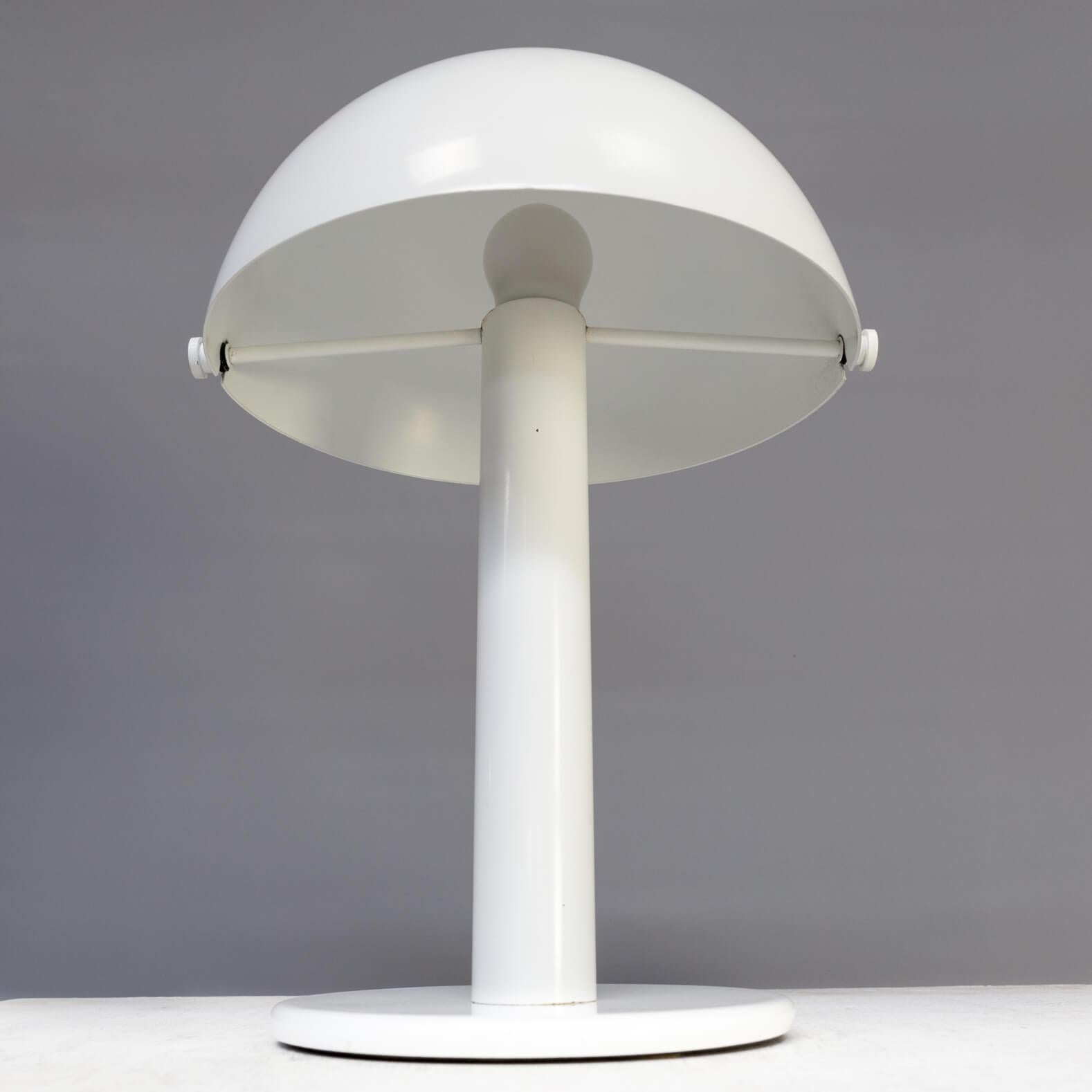Lacquered 1990s White Metal Mushroom Table Lamp For Sale
