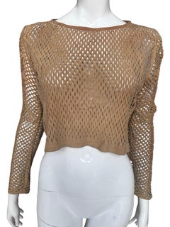 90s Y2K Roberto Cavalli Netted Suede Leather Top