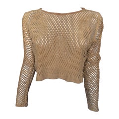 90s Y2K Roberto Cavalli Netted Suede Leather Top