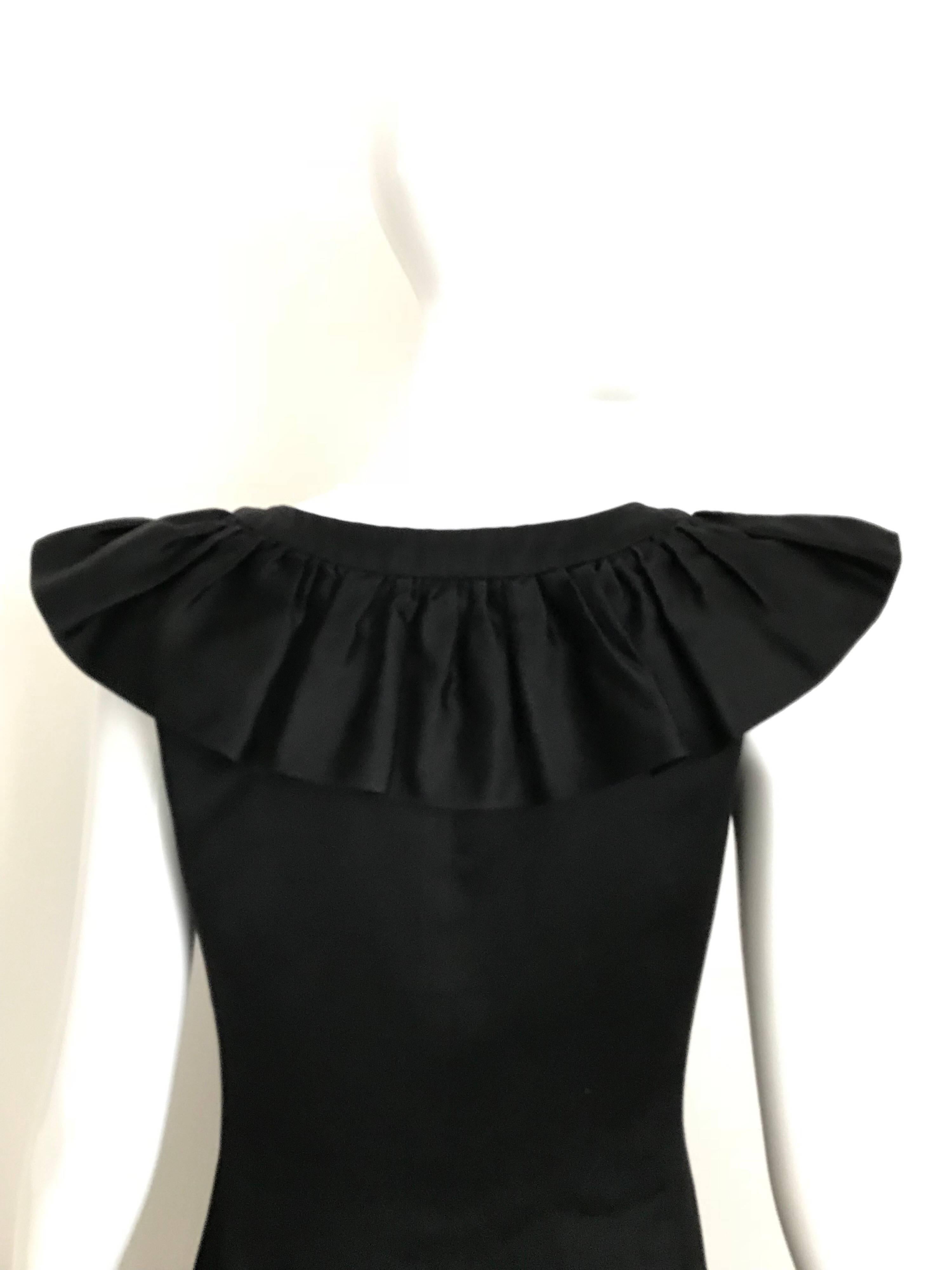 Yves Saint Laurent Black Cotton Dress with Colorful Heart Buttons, 1980s In Excellent Condition For Sale In Beverly Hills, CA