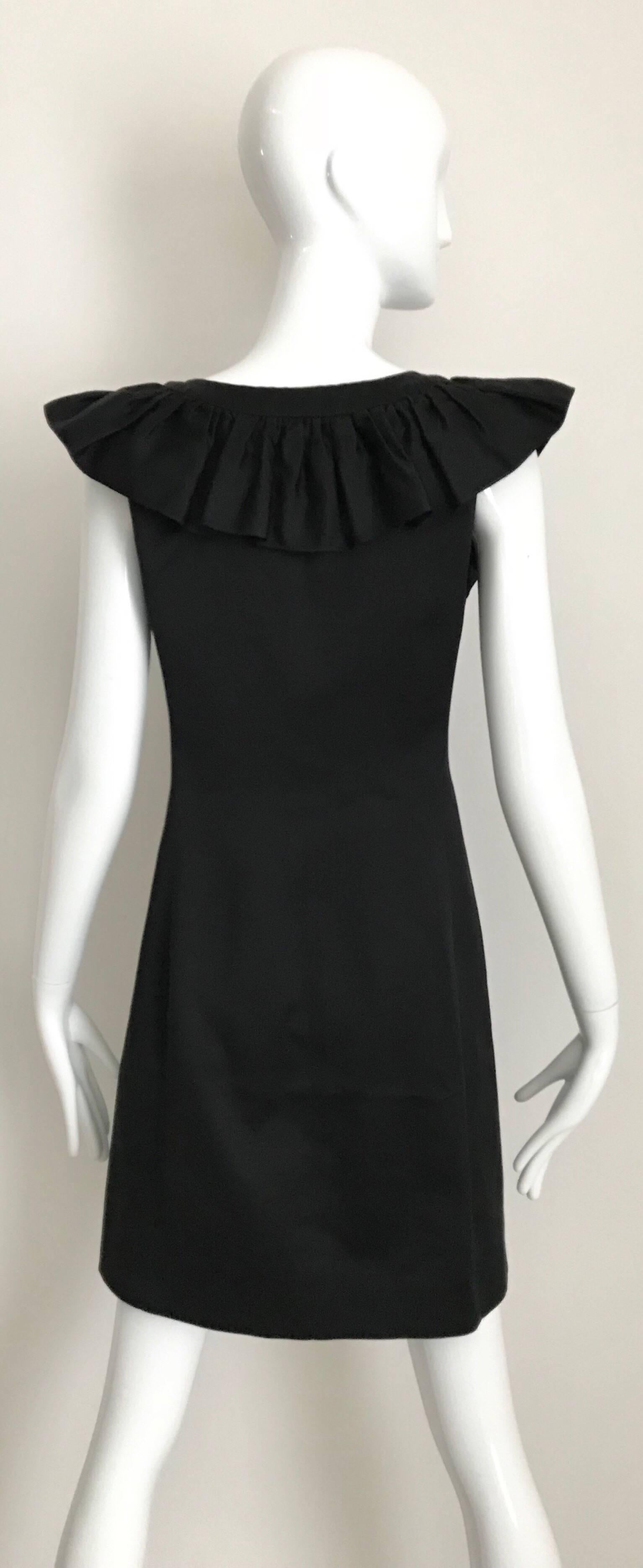 Women's Yves Saint Laurent Black Cotton Dress with Colorful Heart Buttons, 1980s For Sale