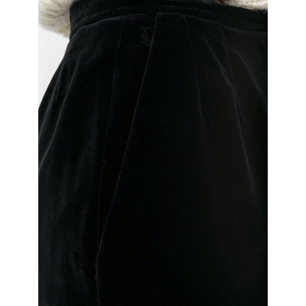 Women's 90s Yves Saint Laurent black silk velvet skirt
