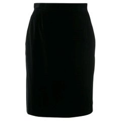 90s Yves Saint Laurent black silk velvet skirt