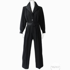 90s Yves Saint Laurent Jumpsuit Rive Gauche Black Wool Tuxedo Le Smoking Sz 40