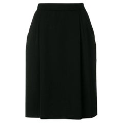 90s Yves Saint Laurent Vintage black silk high-waist straight skirt