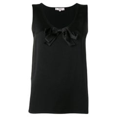 90s Yves Saint Laurent Vintage black silk sleeveless top with bow