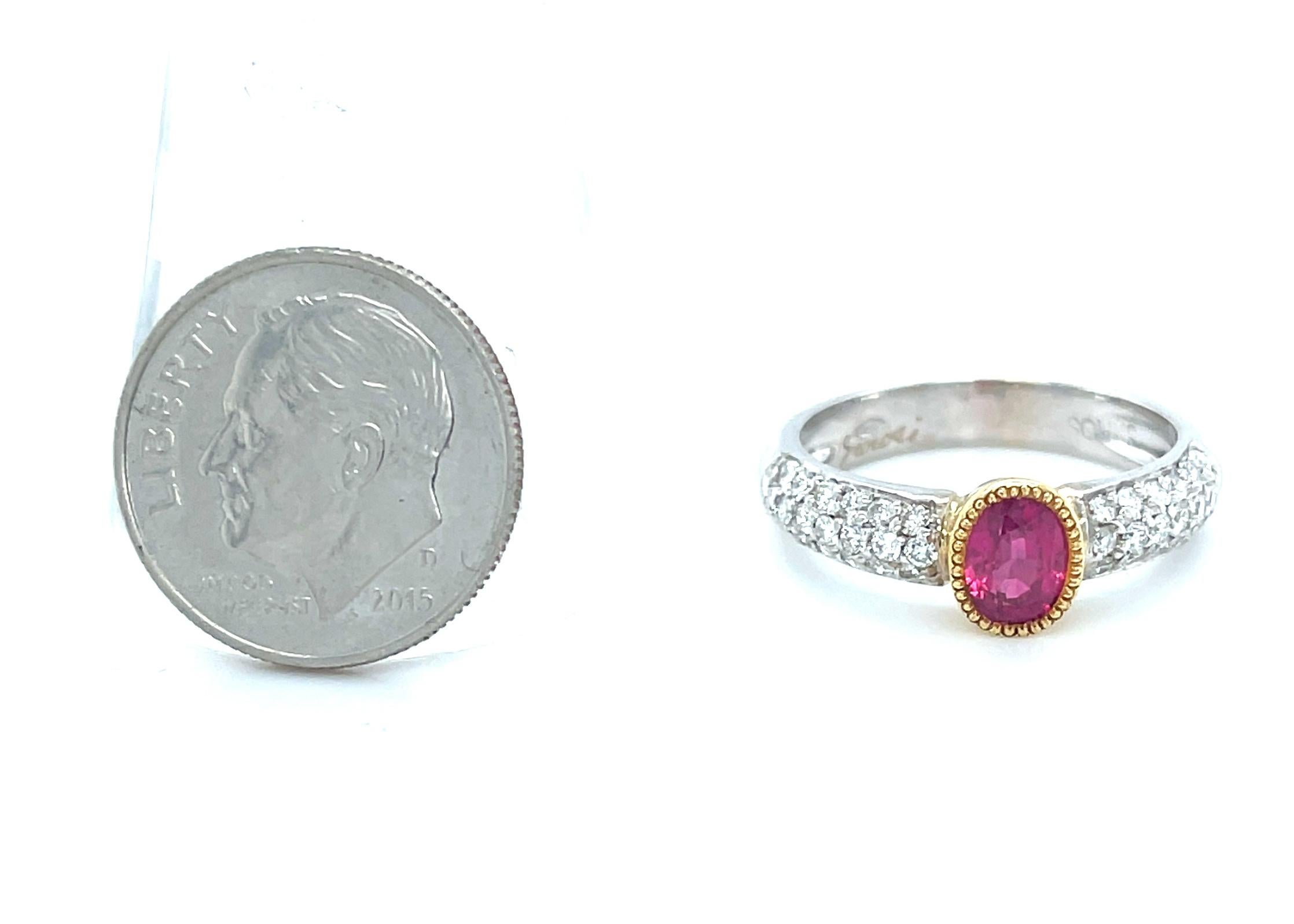 .91 Carat Burmese Ruby and Diamond Pave Engagement Ring in 18k Gold  1