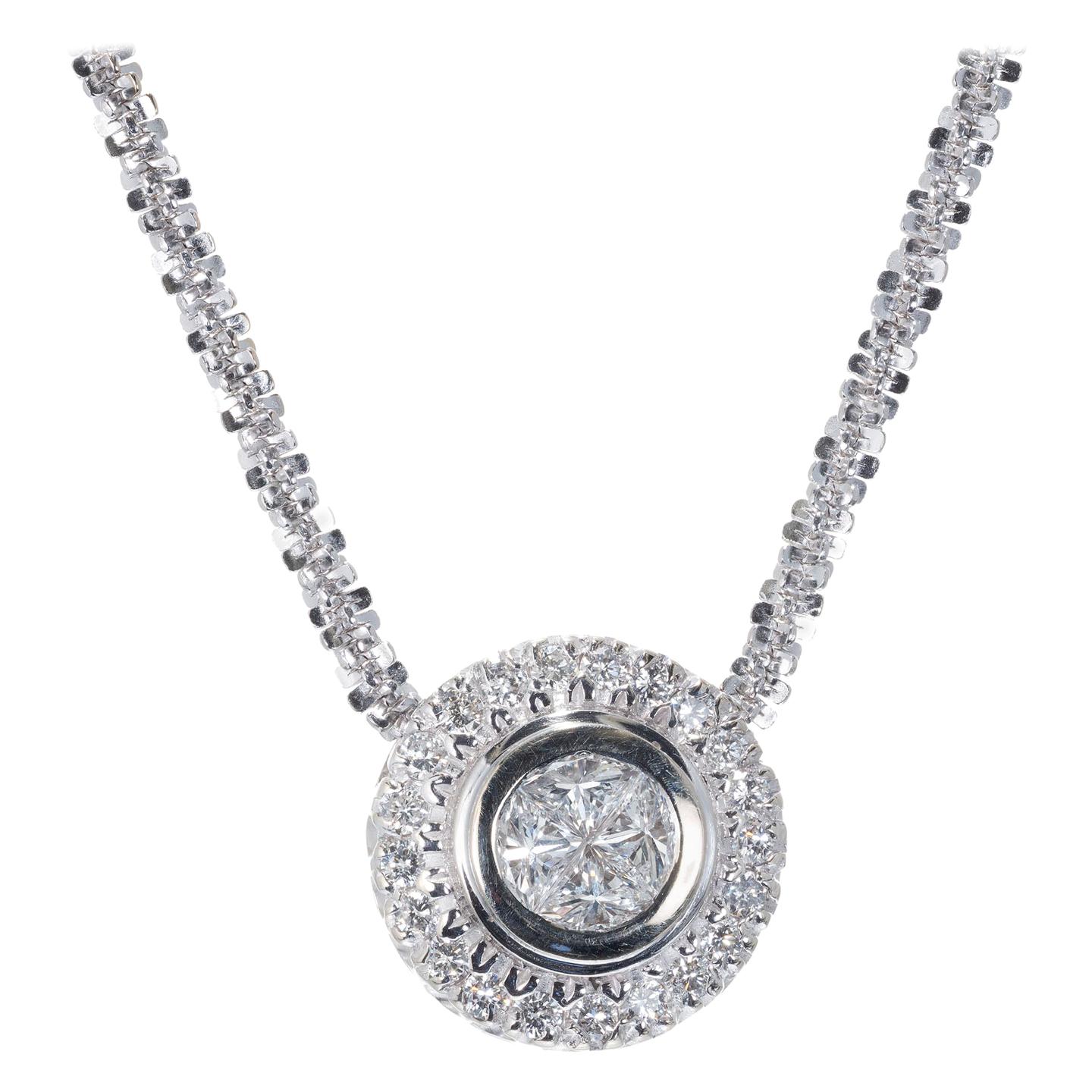 .91 Carat Diamond White Gold Pendant Necklace For Sale