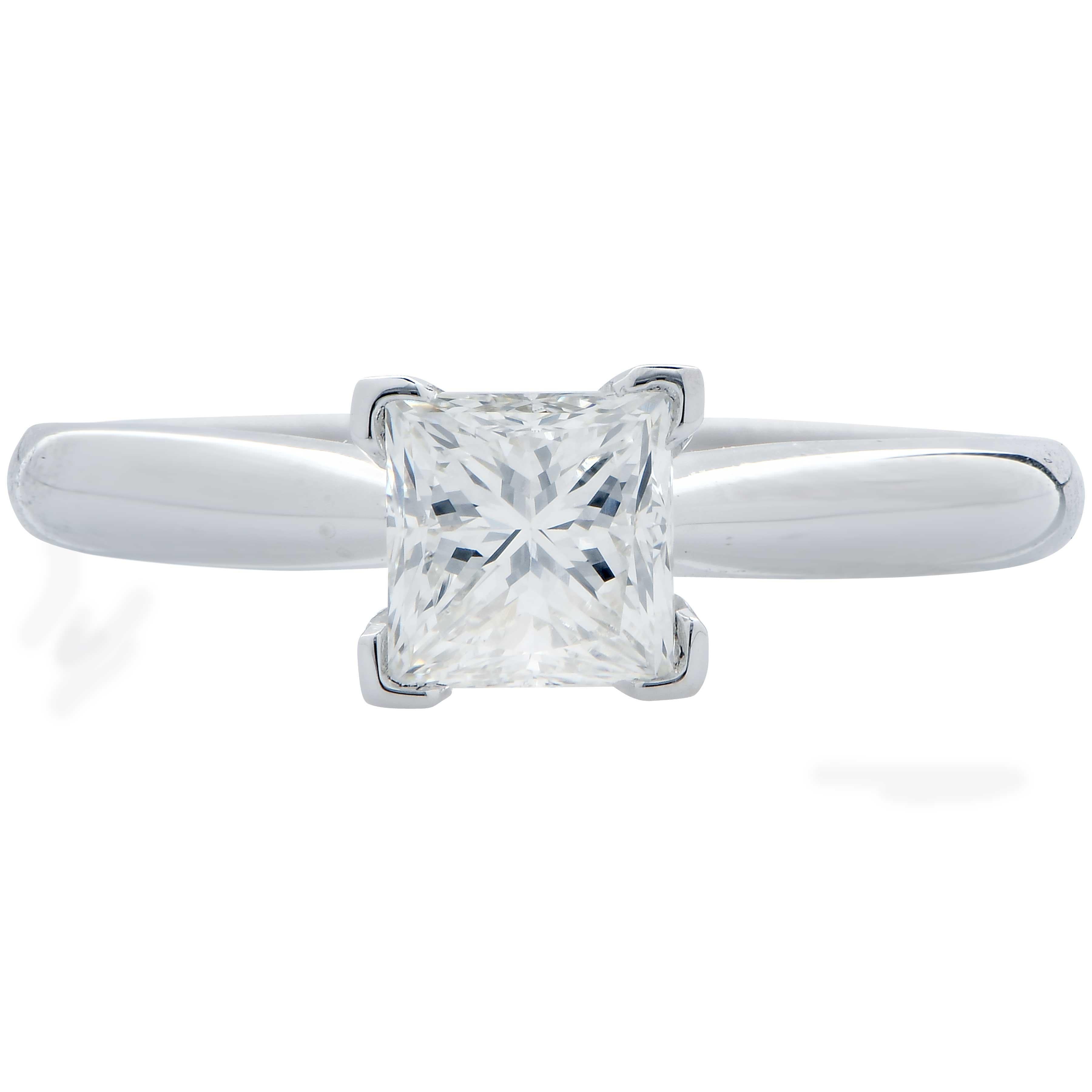 .91 Carat GIA Graded H / VS1 Princess Cut Diamond Engagement Ring set in 14 Karat White Gold.
Ring Size: 6.5
Metal Weight: 2.1 Grams

