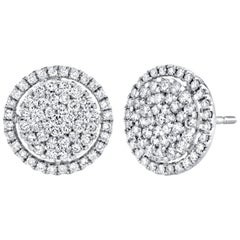 .91 ct. t.w. Diamond Pave and 18k White Gold Circle Eternity Halo Stud Earrings