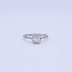 .91 Carat TW Round Diamond Halo Engagement Ring 18K White Gold with EGL Report