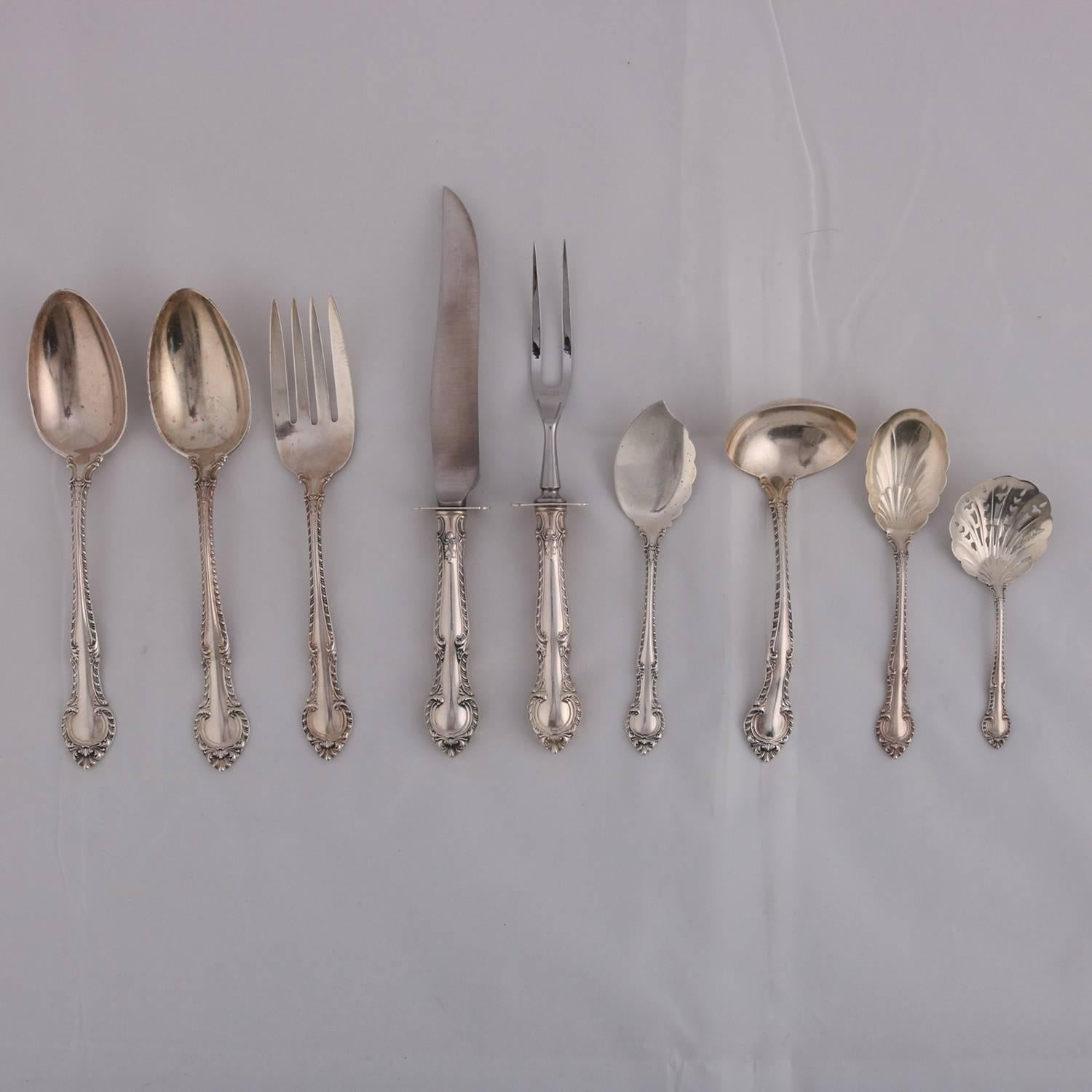 91 piece sterling silver flatware set by Gorham in 