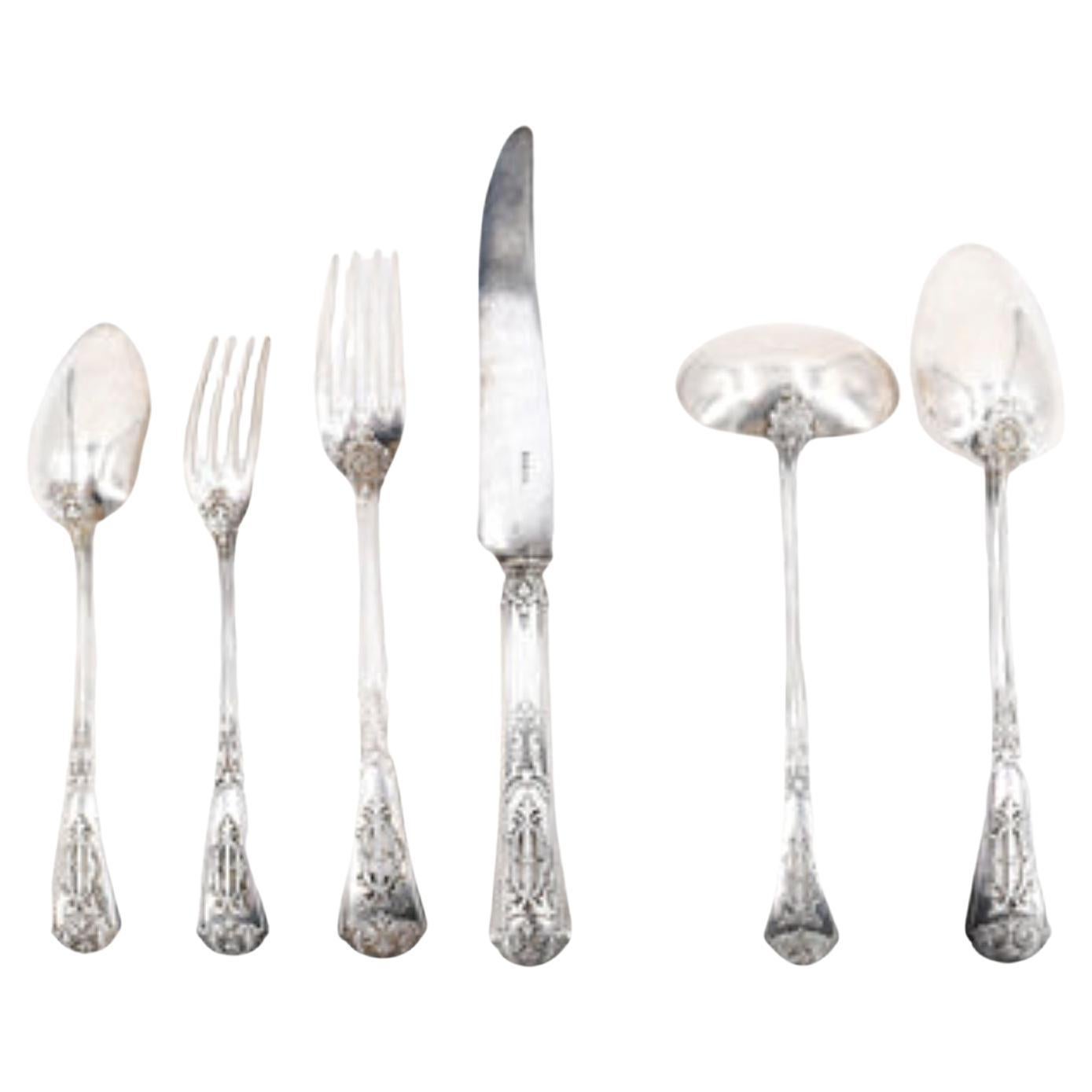 91 Piece Sterling Silver Flatware from Paris For Sale