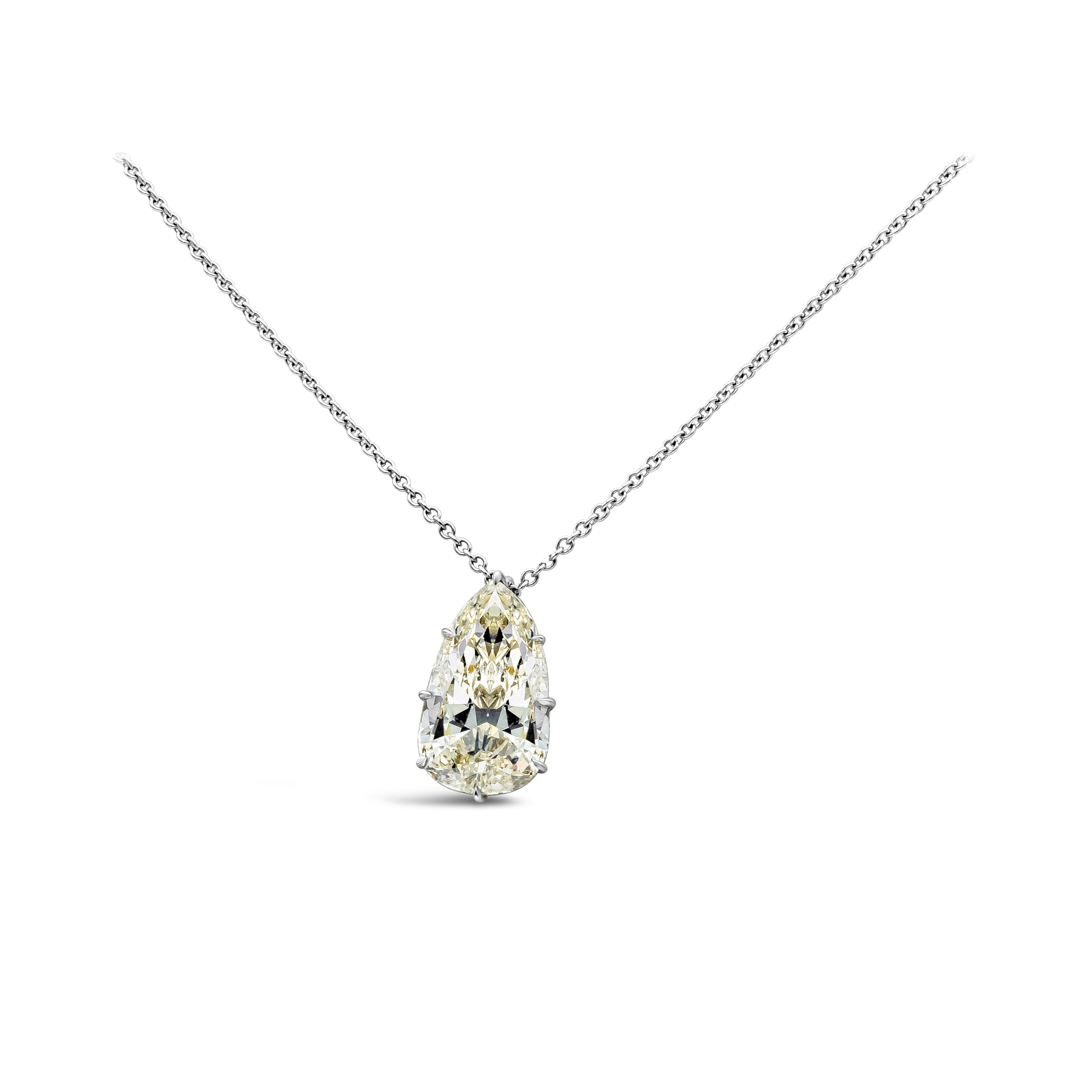 Moderne Roman Malakov, collier à pendentif solitaire en diamants en forme de poire de 9,10 carats en vente