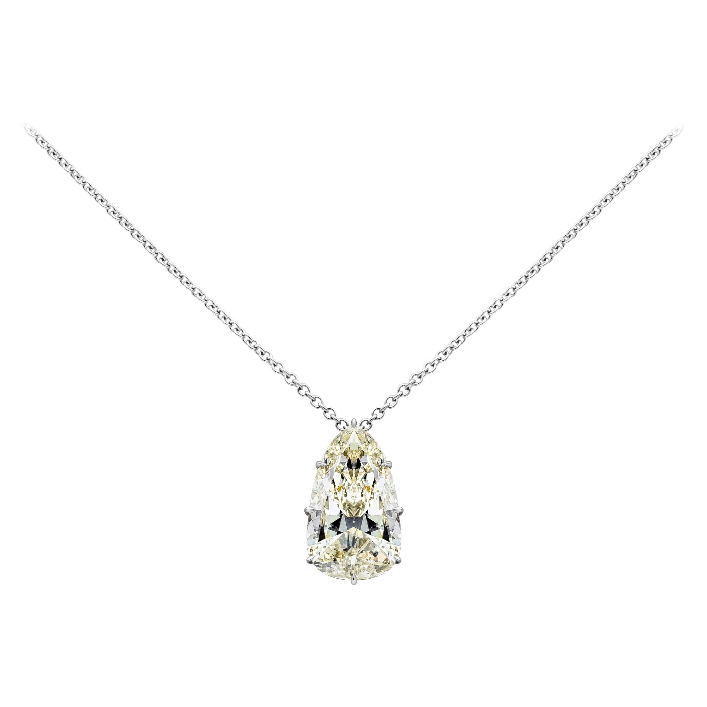 Roman Malakov 9.10 Carat Pear Shape Diamond Solitaire Pendant Necklace
