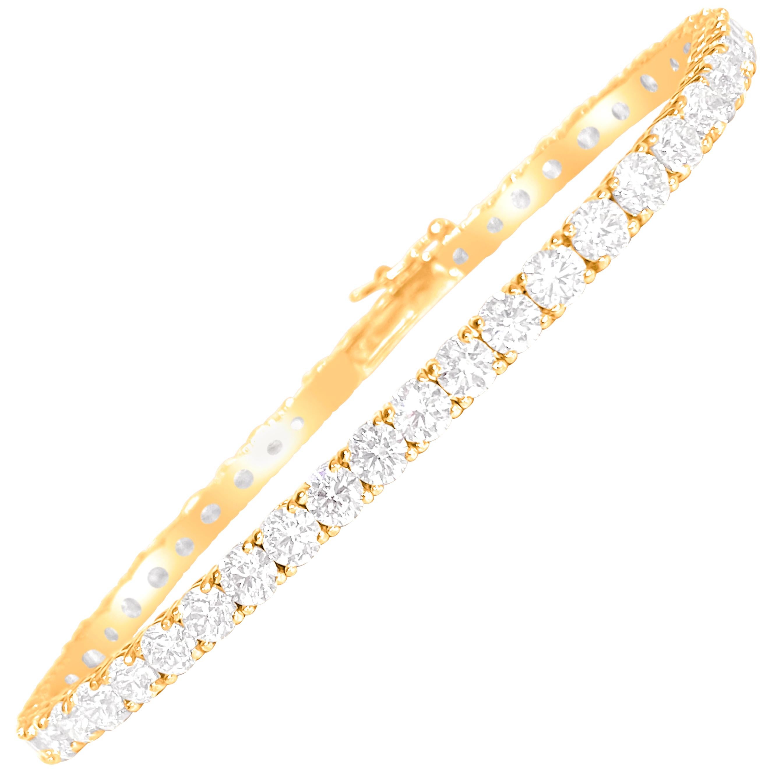 9.10 Carat Diamond Tennis Bracelet 14 Karat Rose Gold For Sale