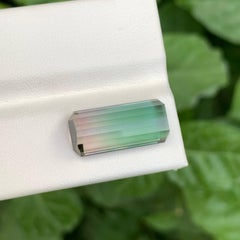 9.10 Carat Loose Bi Color Tourmaline Stone Emerald Cut Natural Afghan Gemstone