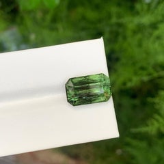 9.10 Carat Natural Loose Green Rutile Peridot Emerald Cut Pakistani Gemstone