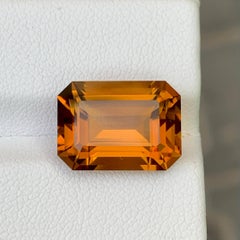 9.10 Carat Natural Loose Orange Yellow Citrine Emerald Cut African Gemstone