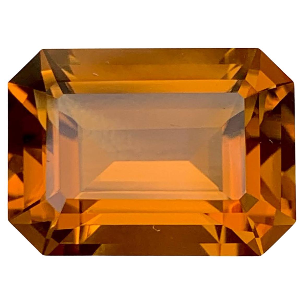 9.10 Carat Natural Loose Orange Yellow Citrine Emerald Cut African Gemstone