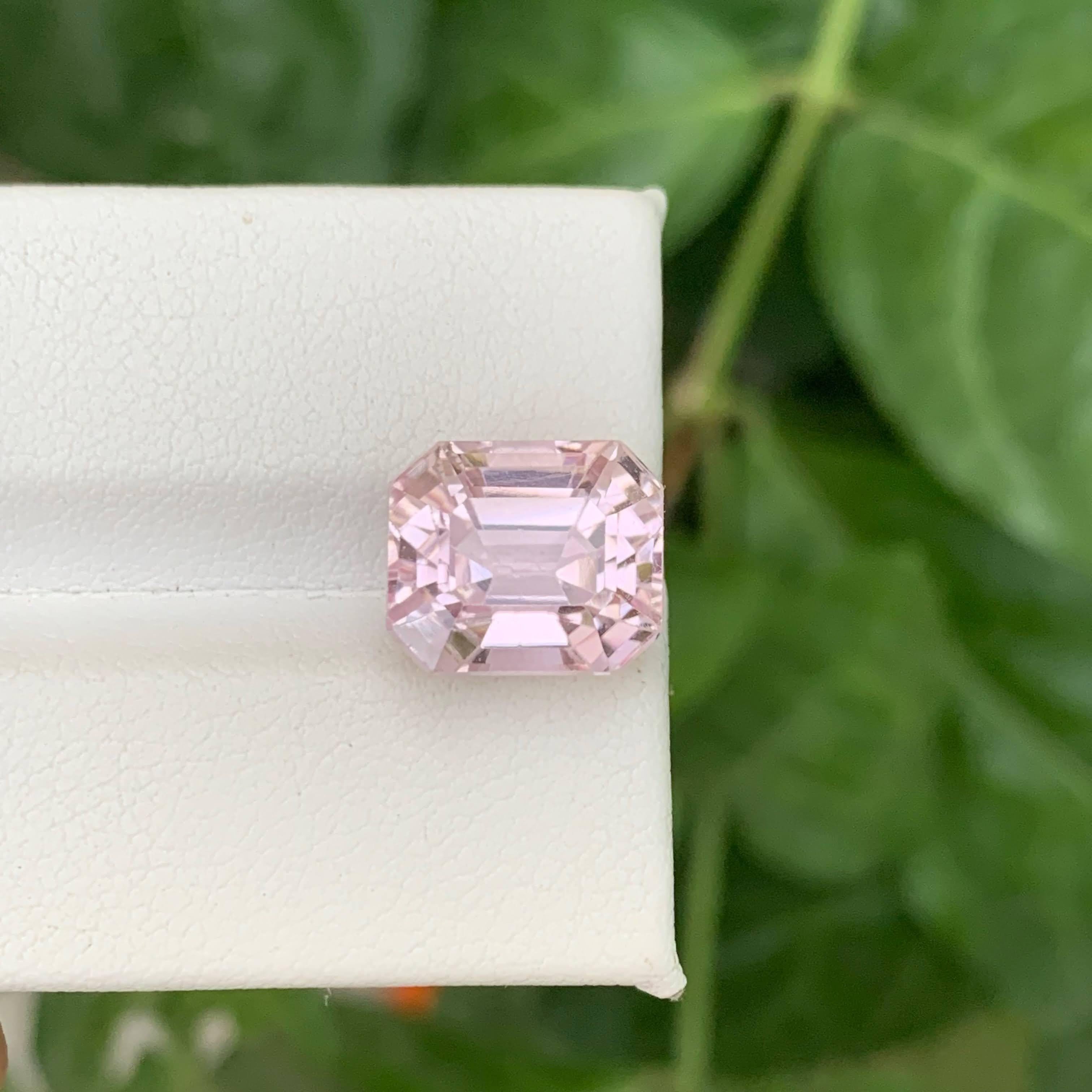 9.10 Karat Natürlicher loser rosa Kunzit Stein Smaragdschliff Afghanischer Edelstein im Angebot 3