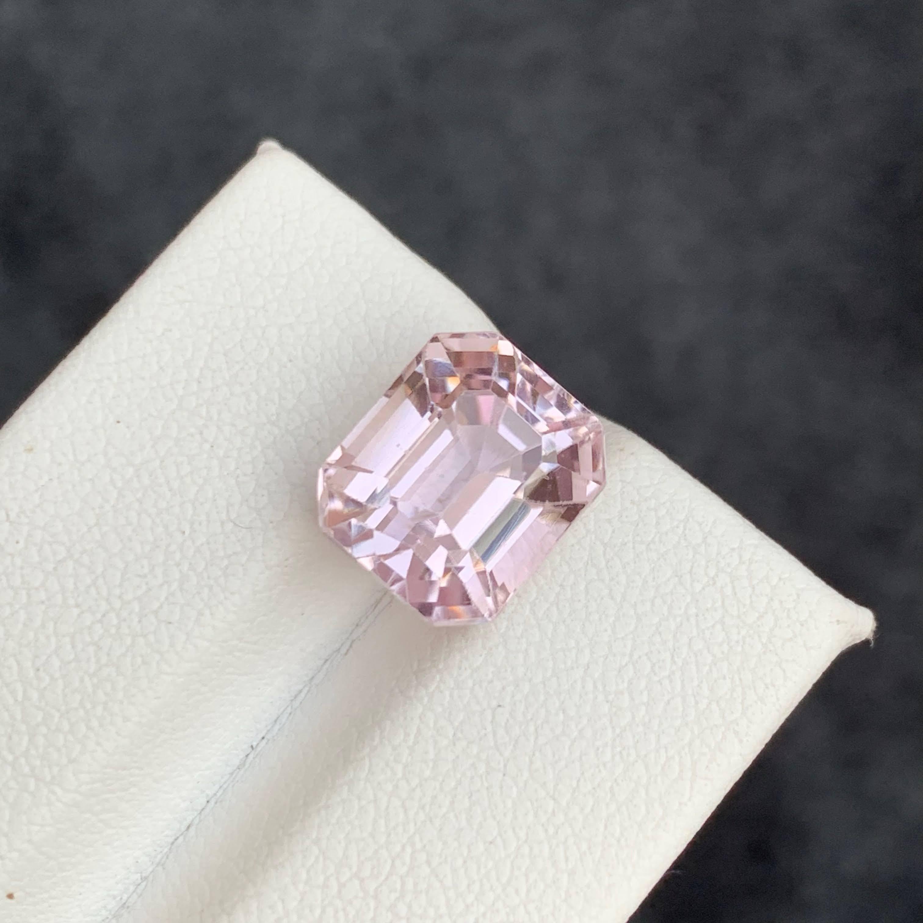 9.10 Karat Natürlicher loser rosa Kunzit Stein Smaragdschliff Afghanischer Edelstein im Angebot 4