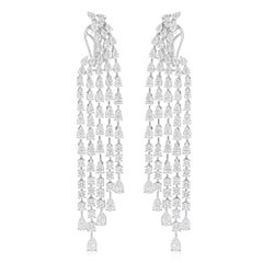 9.10 Carat SI/H Diamant taille poire brillant Boucles d
oreilles chandelier or blanc 14k