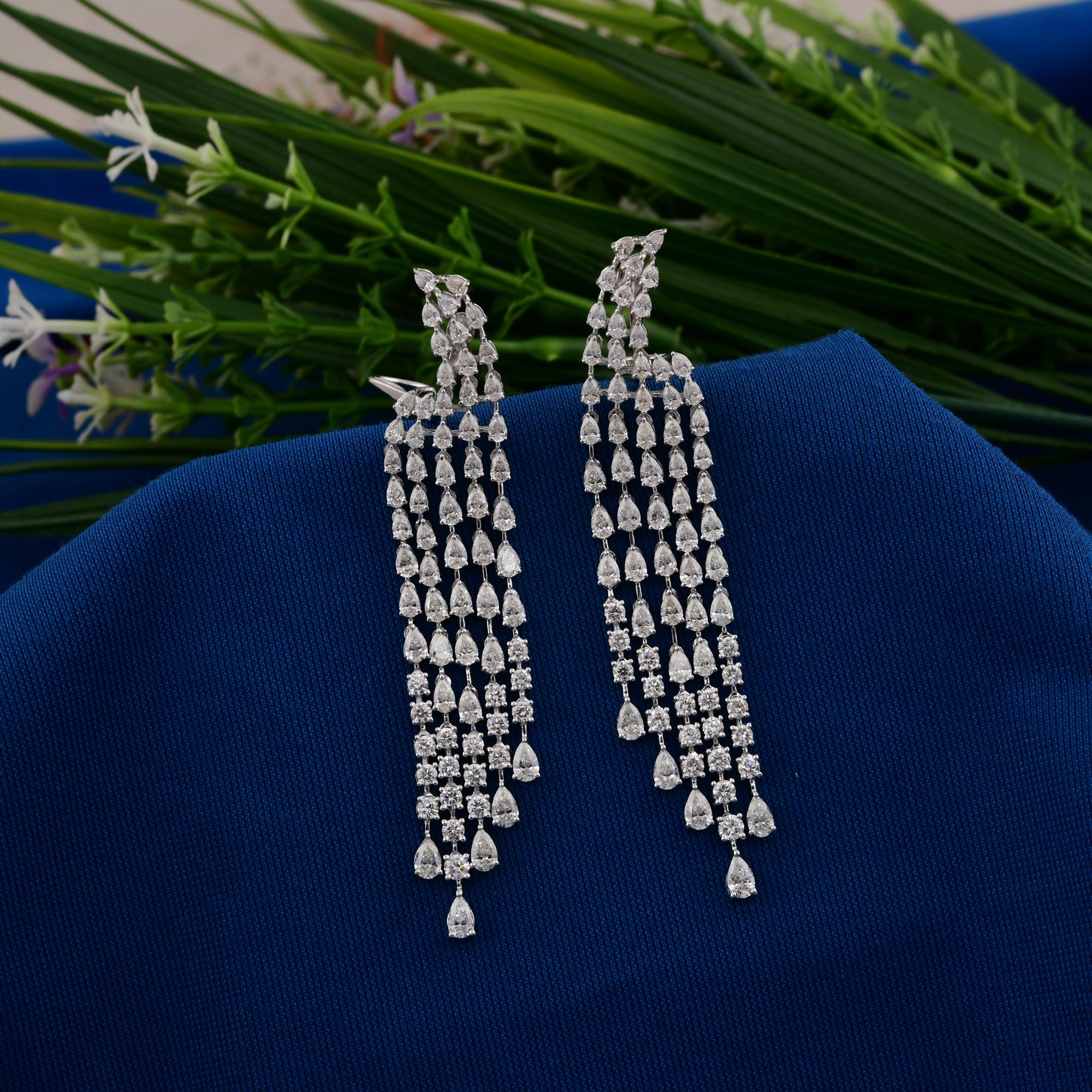Pear Cut 9.10 Carat SI/H Pear Brilliant Cut Diamond Chandelier Earrings 18k White Gold For Sale