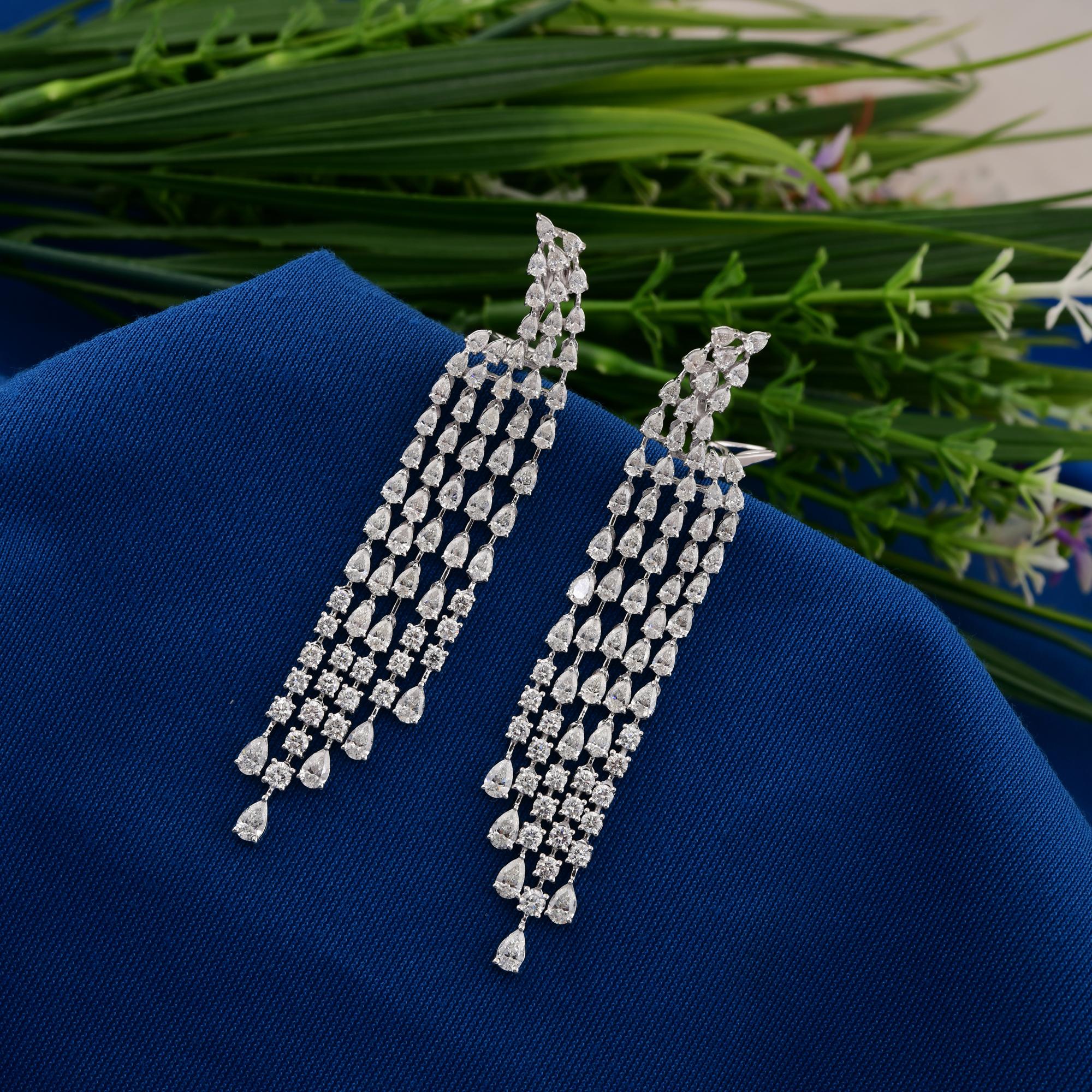 9.10 Carat SI/H Pear Brilliant Cut Diamond Chandelier Earrings 18k White Gold In New Condition For Sale In Diera, Dubai