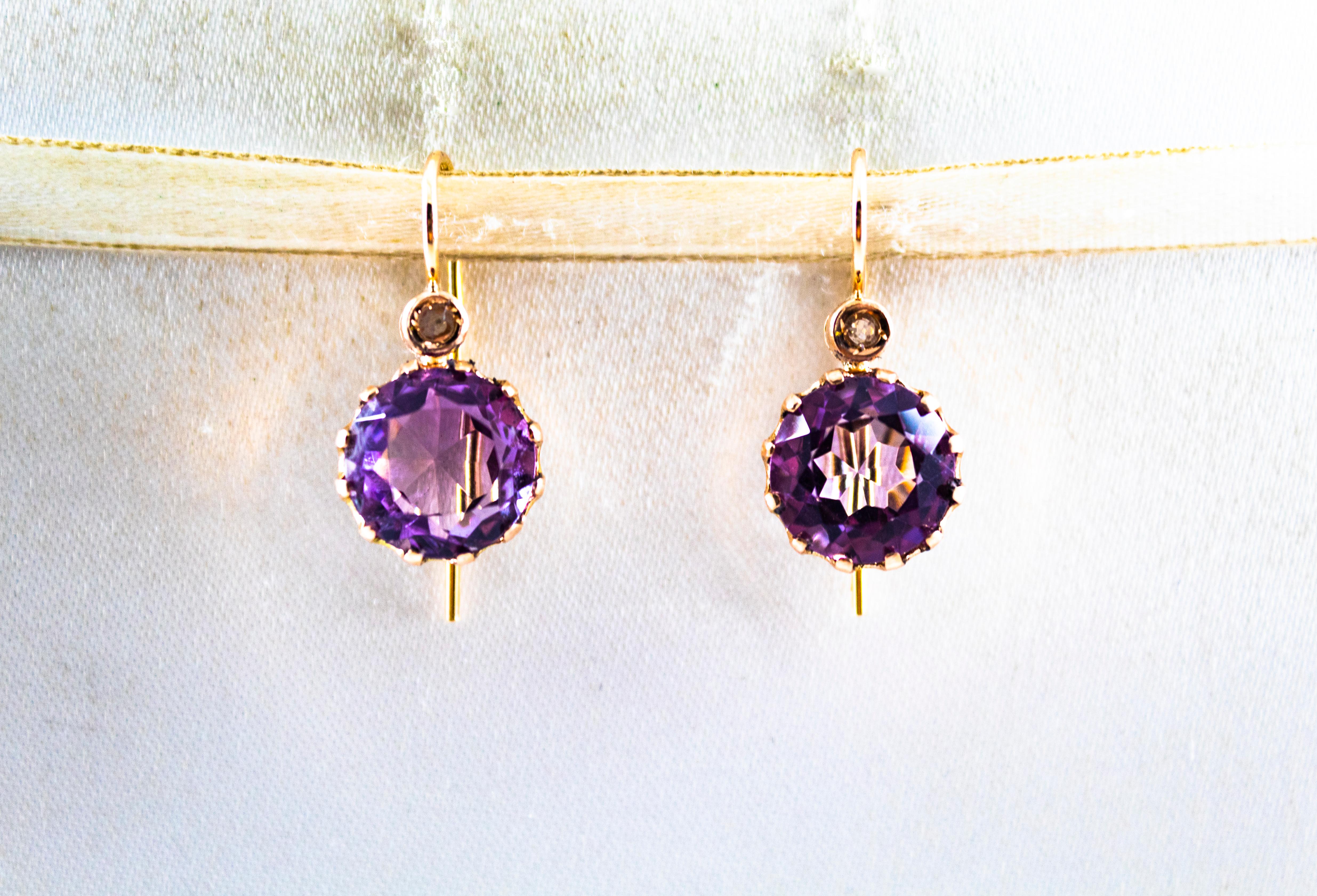 These Earrings are made of 9K Yellow Gold.
These Earrings have 0.10 Carats of White Rose Cut Diamonds.
These Earrings have 9.00 Carats of Amethysts.
These Earrings are available also in White Gold.
These Earrings are also available with Male Pearls,