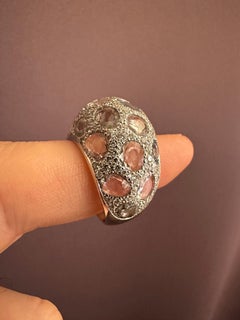 9.10 ct Rose cut Aquamarine and Diamond Cocktail Ring set in White Gold