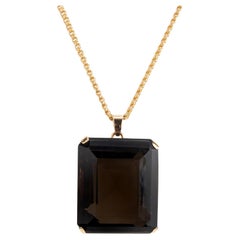 91.00 Collier pendentif en or jaune avec quartz de 91.00 carats