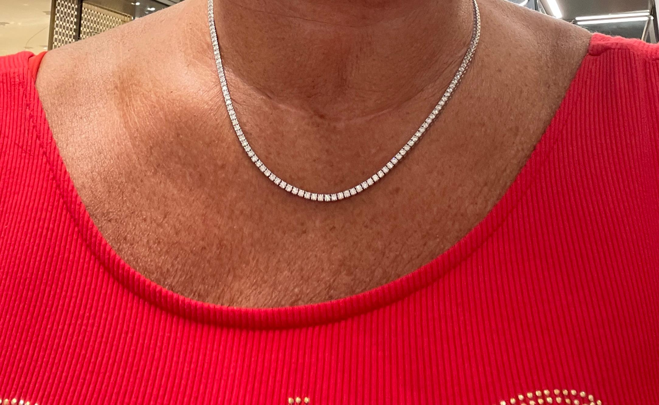 9.10ct Estate Vintage Round Diamond Tennis Necklace in 14k White Gold 5