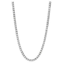 9.10ct Estate Vintage Round Diamond Tennis Necklace in 14k White Gold