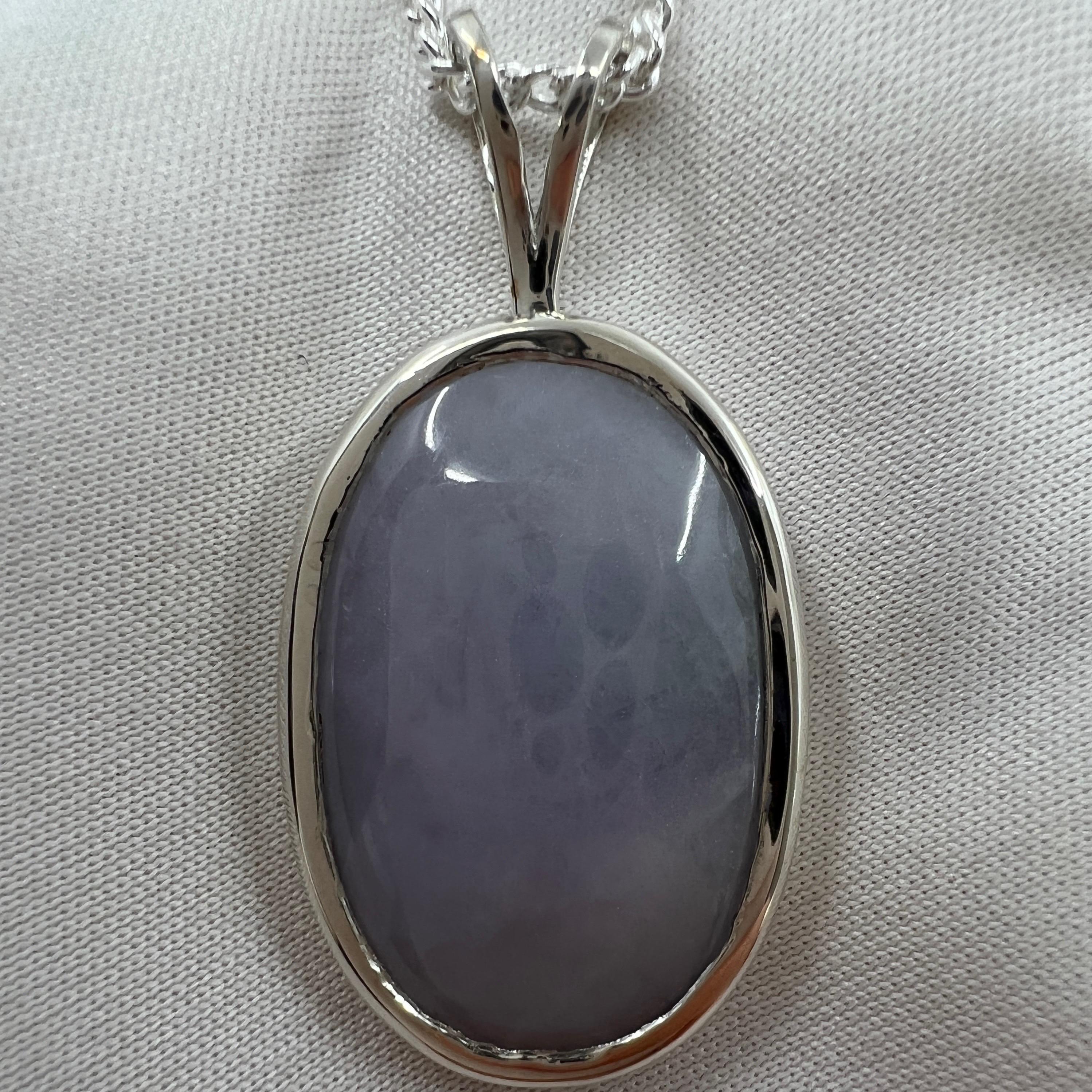 Cabochon 9.10ct GIA Certified Untreated Violet Purple Jadeite Jade A Grade Pendant For Sale