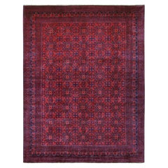 9'10 "x12'10" Rouge Noué à la main Afghan Khamyab Design Géométrique Laine Tapis d'Orient