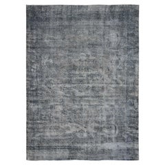 9'10 "x13' Tappeto grigio in lana naturale annodato a mano e sovratinto, Vintage Kerman Clean Rugs