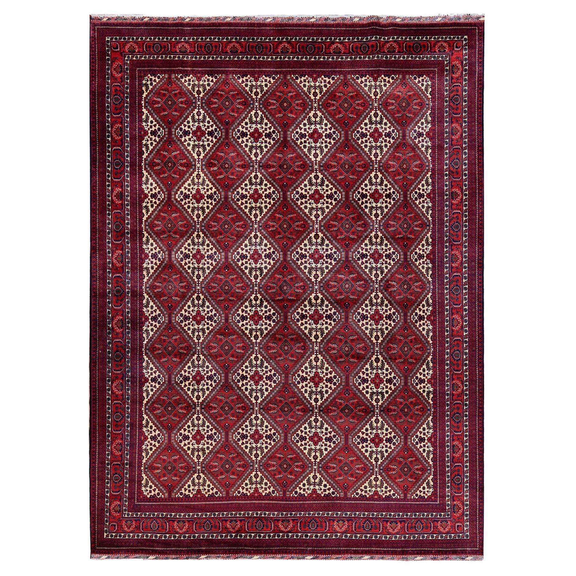 9'10 "x13' Roter afghanischer Khamyab mit geometrischem Design Weicher handgeknüpfter Wollteppich