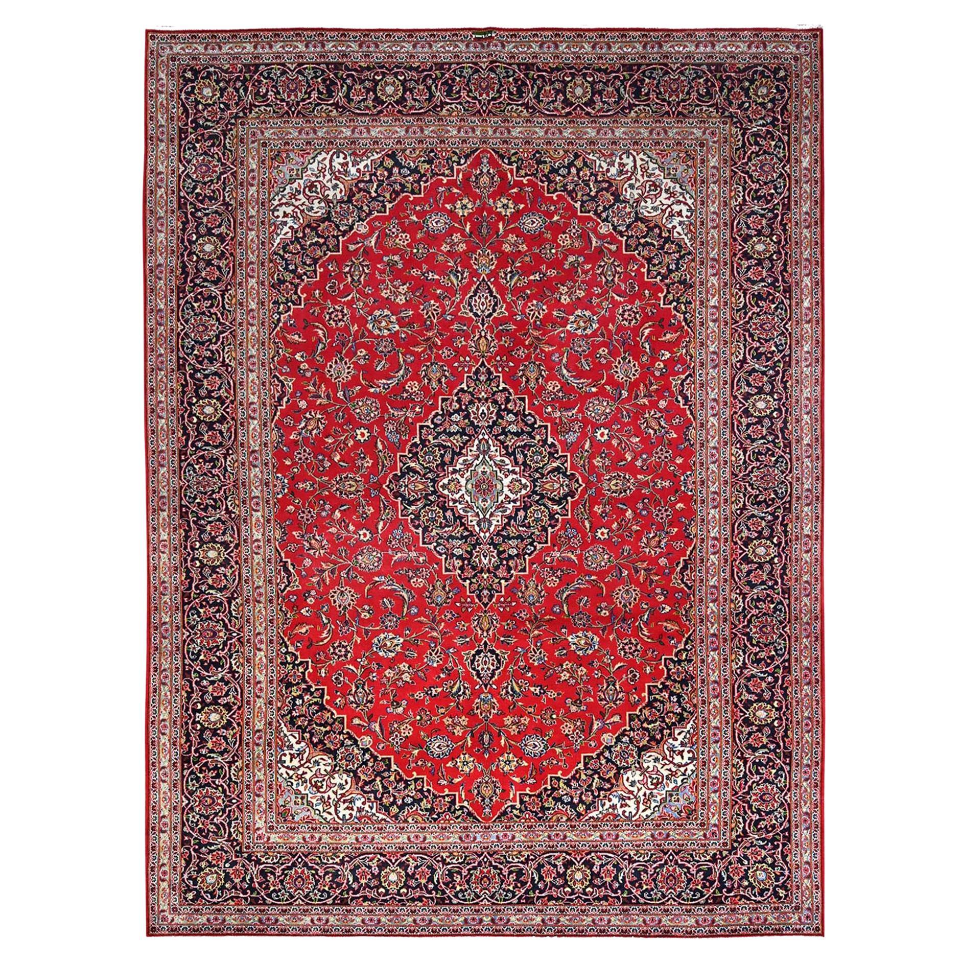 9'10"x13'1" Ketchup Roter handgeknüpfter Kishoon Vintage Kishoon Orientalischer Teppich aus Wolle in voller Flor