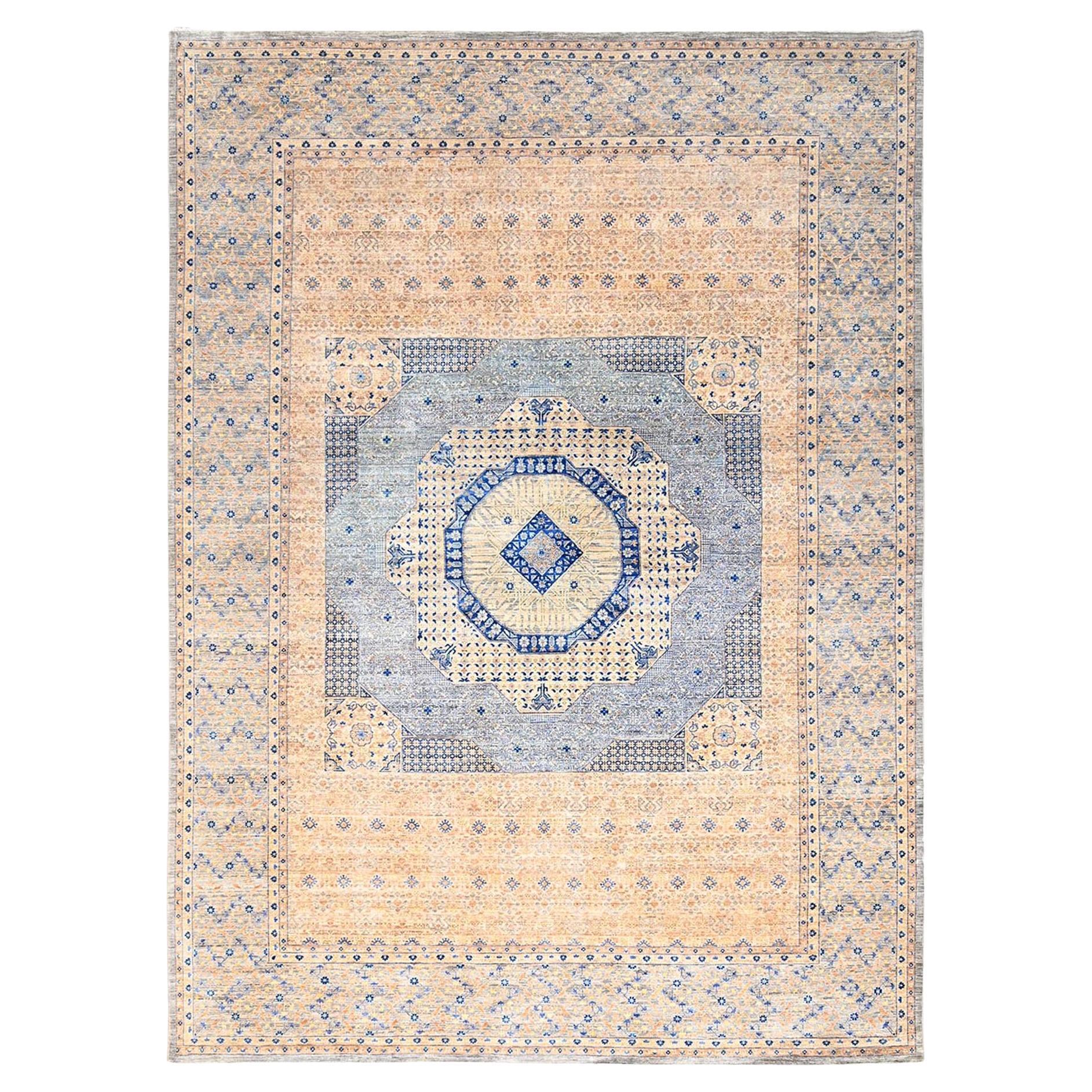 9
10 "x13
10" Mandelbraun, Mamluke Design, 200 KPSI, Weiche Wolle Handgeknüpft Teppich