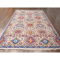 9'10 "x13'10" Kamelbraun Geometrisches Design Wolle Geschmeidig Handgeknüpft Orientteppich
