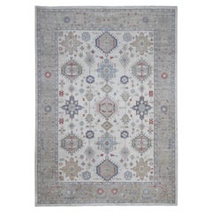 9'10"x13'10" Ivory Karajeh Design With All Over Geometric Motifs Oriental Rug