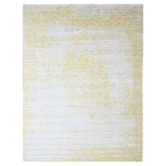 9
10 "x13
10" Tapis oriental en laine et soie végétale, tissé à la main, jaune macaron