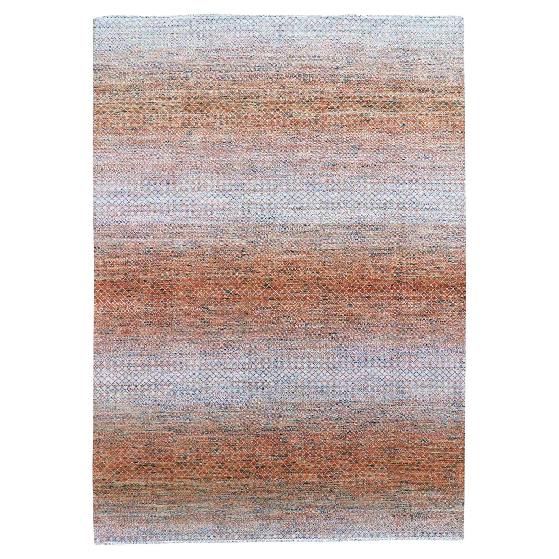 9'10"x13'10" Orange, handgeknüpfter moderner Chiaroscuro Kollektion, reiner Wollteppich