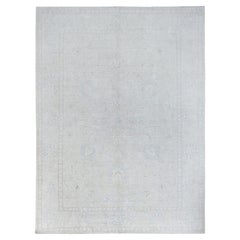 9'10"x13'10" Snow Cap White Hand Knotted Wool White Wash Peshawar Oriental Rug