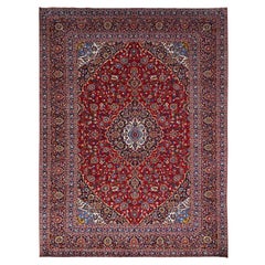 9'10 "x13'2" Red Vintage Kishoon Hand Knotted Cleaned Soft Wool Pile Oriental Rug