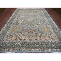 9'10"x13'4" Gray Hand Knotted 14th Century Influence Mamluk Wool Oriental Rug