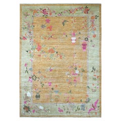 9'10 "x13'6" Brown Chinese Art Deco Inspired Peshawar Soft Wool Hand Knots Rugs