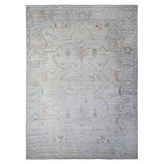 9'10 "x13'6" Elfenbein Afghan Angora Oushak Ausgeblichene Farben Handgeknüpfter Wollteppich