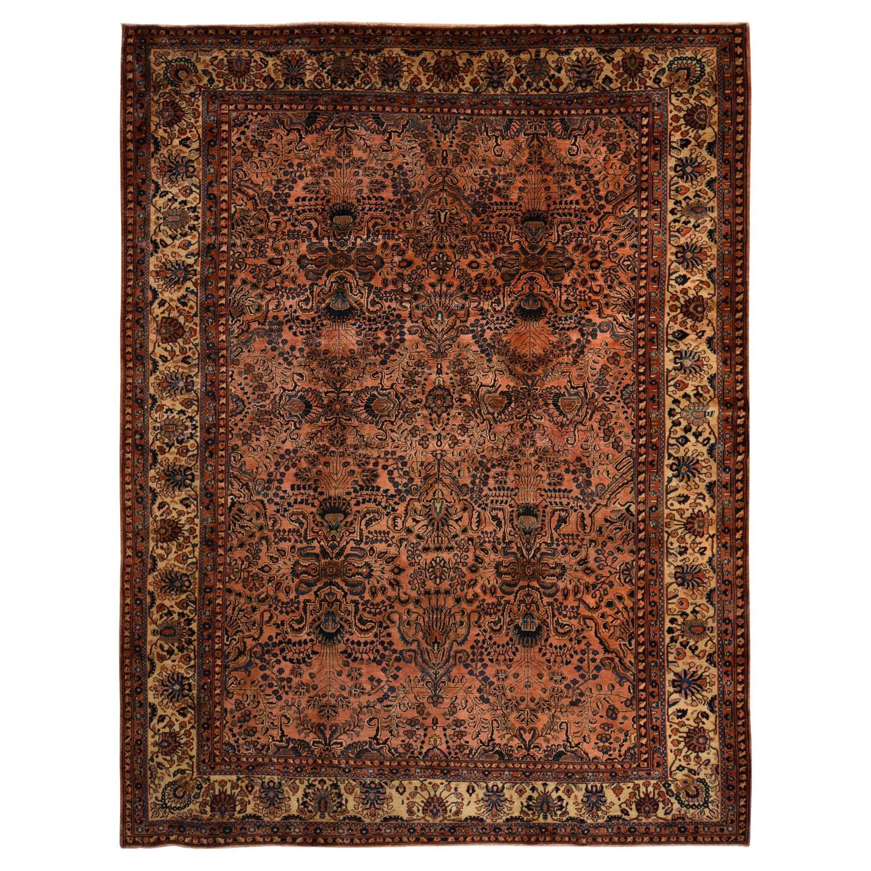 9'10 "x13'7" Antiker persischer Mohajeren Sarouk roter handgeknüpfter Wollteppich von 1910
